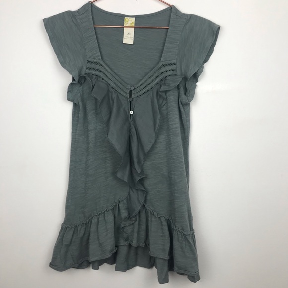 Anthropologie Tops - Anthropologie C. Keer Ruffle Cap Sleeve Tank XS